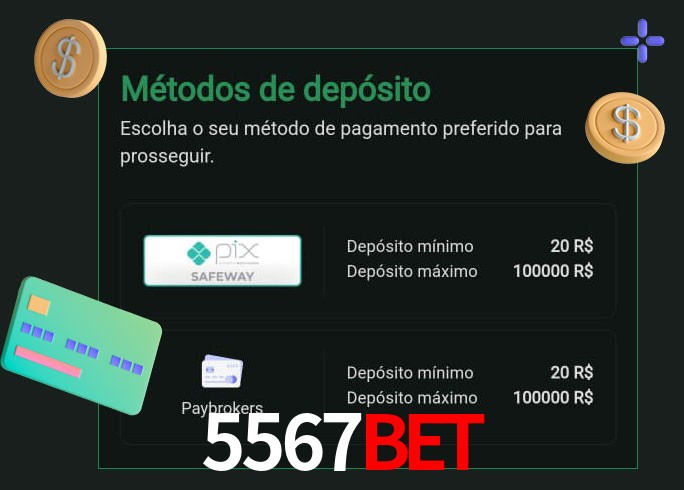 O cassino 5567Bet oferece uma grande variedade de métodos de pagamento